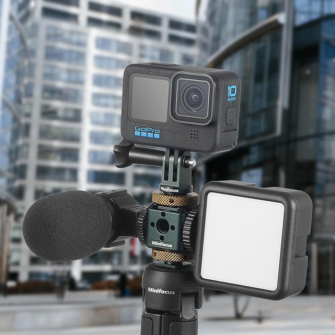 MINIFOCUS Hot Shoe to GoPro Mount Adapter, Camera Cold Shoe Mount Adapter with Aluminum CNC Thumb Screw for GoPro Hero 13/12/11/10/9/8/7/6/5/4, DJI Osmo Action, Campark and Other Action Cameras