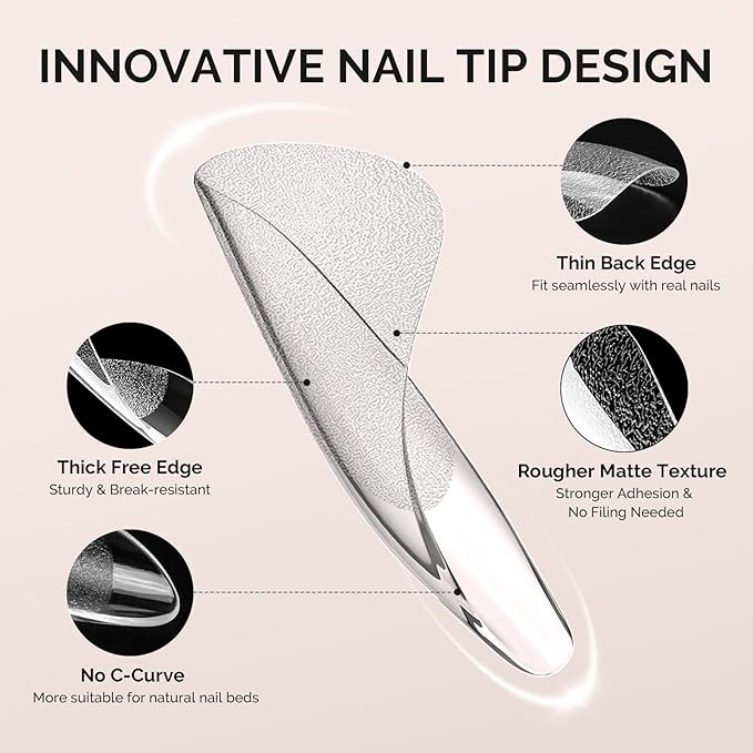 MelodySusie Short Square X Nail Tips - 300Pcs 15 Sizes Clear Acrylic, Half Matte Full Cover Press on Nails for DIY Extension & Salon Use, Pre-Shaped for Long-Lasting Manicure