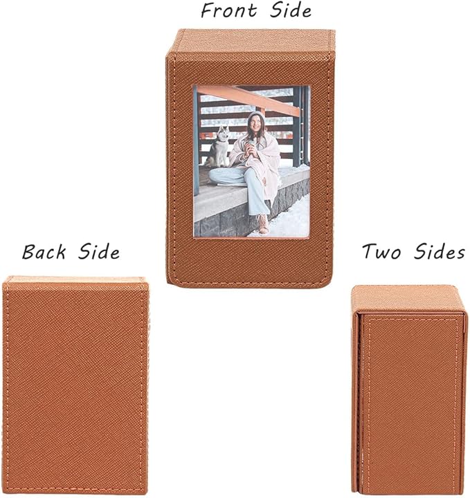 Orga'Neat Picture Holder Storage Case for Fujifilm Instax Mini Film 12/11/90/40/9/8/7/7+/EVO, PU Leather Photo Holder with Pocket Outside, up to 50 Photos (Brown)