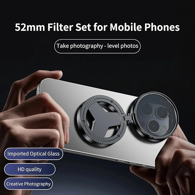 for MagSafe 52mm Phone Camera Filter Adapter Ring, Universal Magnetic Quick Release Mount, iPhone Photography Lens Filters