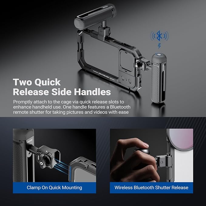 NEEWER Phone Cage Kit Compatible with iPhone 17 Pro Max Only, Video Rig Stabilizer Accessories with 67mm Filter Ring, 17mm Lens Backplate, T Mount Adapter, Two Quick Release Handles, PA144 (Black)