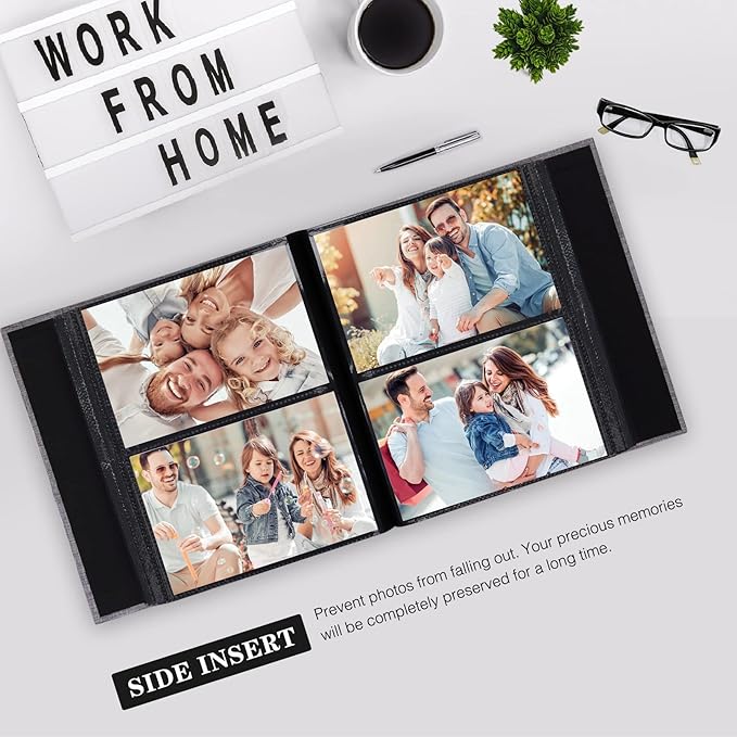 Mublalbum Small Photo Album 4x6 200 Photos Linen Cover Picture Book with Horizontal Pockets for Wedding Family Anniversary and Baby (Dark Green)