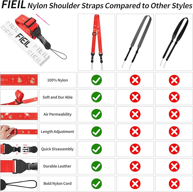 5Pcs Christmas iPad Strap, Adjustable Camera Neck Strap, Comfortable Shoulder Strap for Bags, Cellphone Tablet, Camera, Binocular, An Excellent Christmas Gift Choice -Red