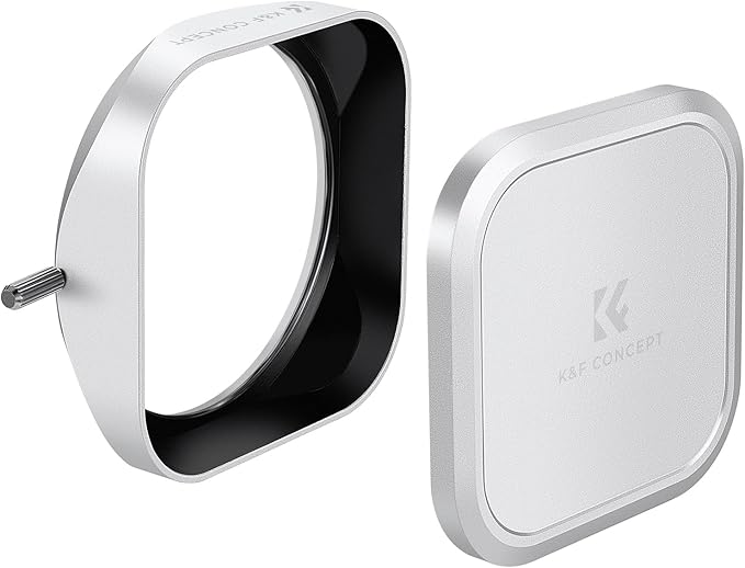 K&F CONCEPT Silver Square Metal Lens Hood Lens Cap Kit Compatible with Fujifilm X100/X100F/X100S/X100T/X100V/X100VI Camera Accessories