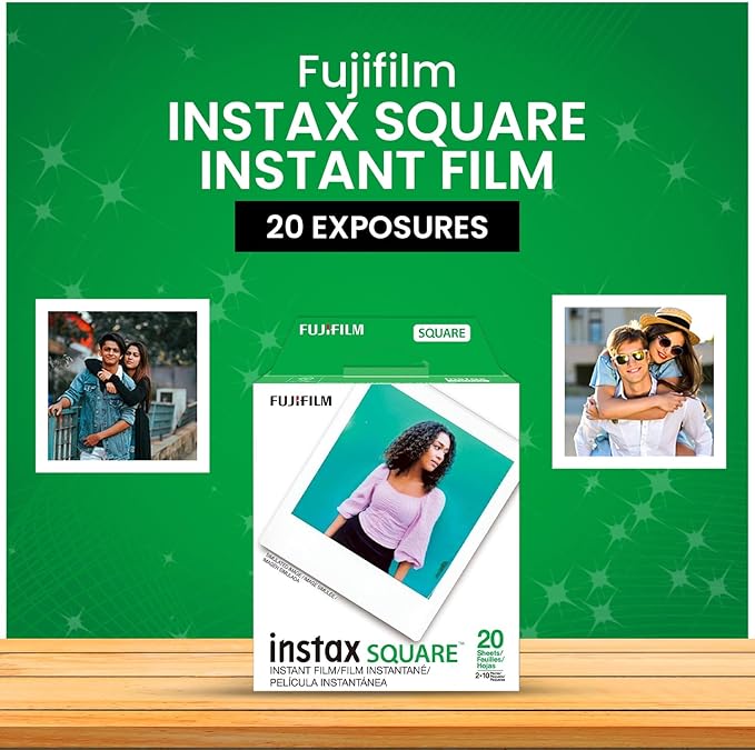 Fujifilm Instax Square Instant Film - 40 Exposures (40 Sheets) - for Fujifilm instax Square Instant Camera + BluebirdSales Microfiber Cloth