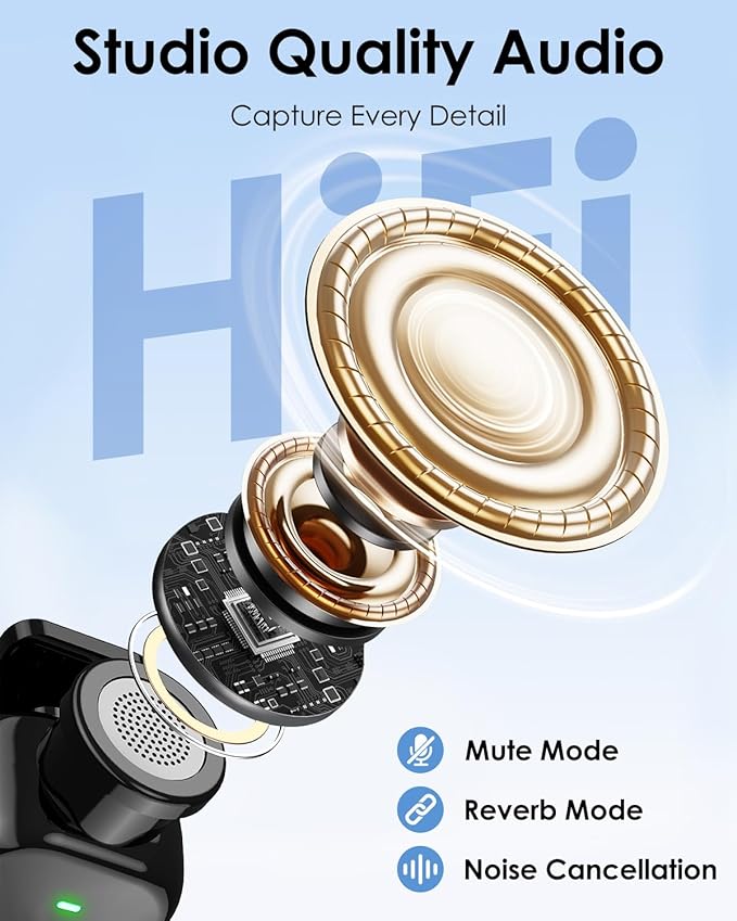 PoP voice Mini Wireless Lavalier Microphone for iPhone 17 16 15 & Android，Noise Cancellation，48KHz 16-Bit,24H Battery Life with Charging Case for Video Recording Podcast, Tiktok, Vlogging