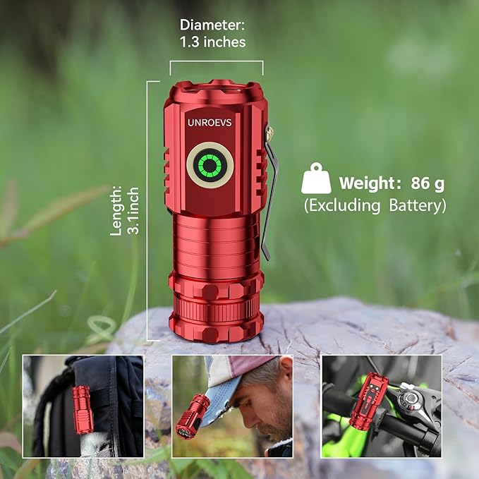 LED Mini Flashlight with Magnet,Super Bright Small Pocket Flashlight,5 Modes USB C Rechargeable, IPX6 Magnetic Flashlight for EDC Camping Outdoor.