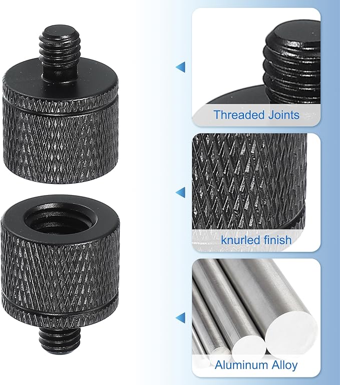 PATIKIL Tripod Screw Adapter 3/8" Female to M6 Male, 4 Pcs Tripod Nut Connectors Camera Mount Screw Camera Double Head Converter for Microphone Holder Magic Arms Accessories, 20 mm