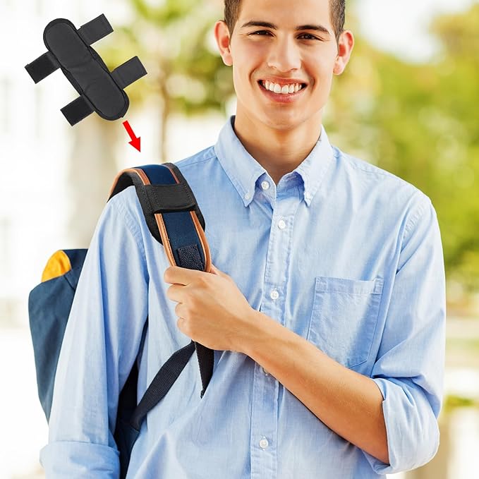 2 Pcs Black Shoulder Strap Pad,Universal Extra Thick Replacement Shoulder Strap Pad, Removable Fastener Cushions for Backpack Satchel Guitar Strap,Black Ergonomic Design for Comfortable Carrying