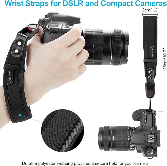 ARVOK Camera Strap - Adjustable Shoulder Strap with Wrist Strap for Nikon Canon Sony Fuji DSLR