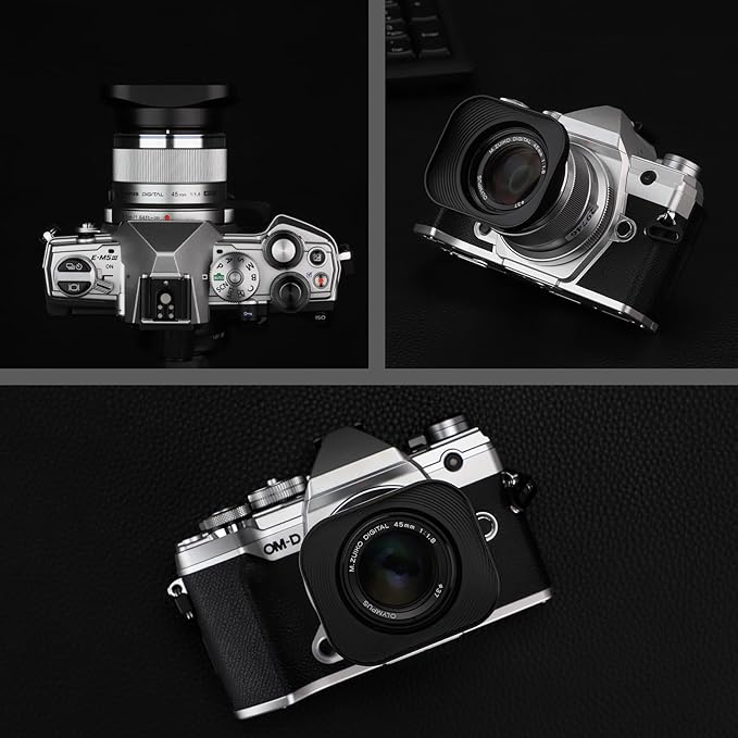Haoge LH-OM45 Metal Square Lens Hood for Olympus M.ZUIKO Digital 45mm F1.8 Lens Bayonet Shade Hood