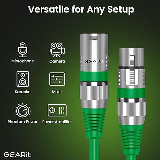 GEARit XLR Male to Female Microphone Cable (3 Feet, 10 Pack) 3-Pin Balanced Shielded Mixer, Recording Studio, Podcast - Multi Colored