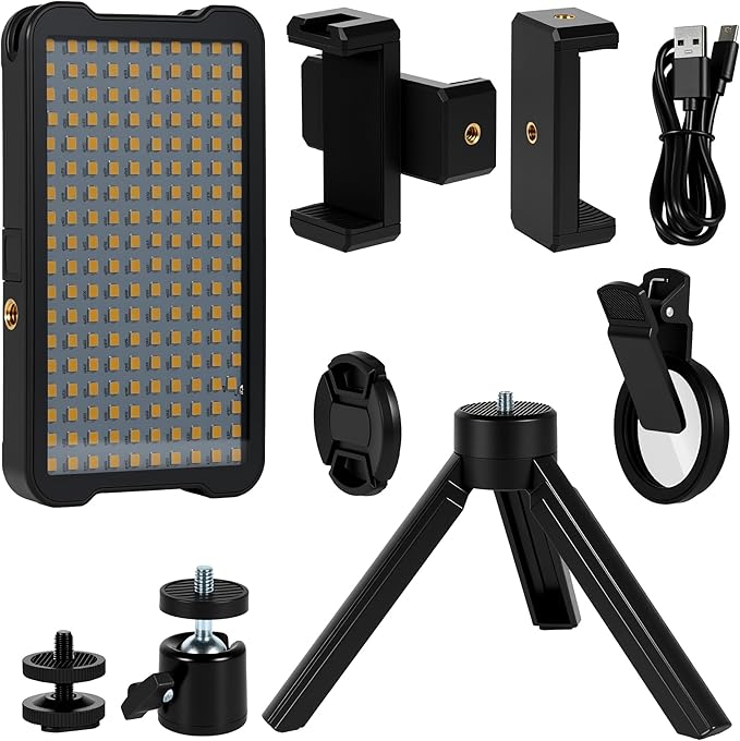 CPL Polarizer Filter & Adjustable Phone Light Tripod Set, Rechargeable LED Photography Selfie Tattoo Fill Light Clip, 52mm Universal Clip-on Circular Polarizer Lens Filter for Reducing Reflections