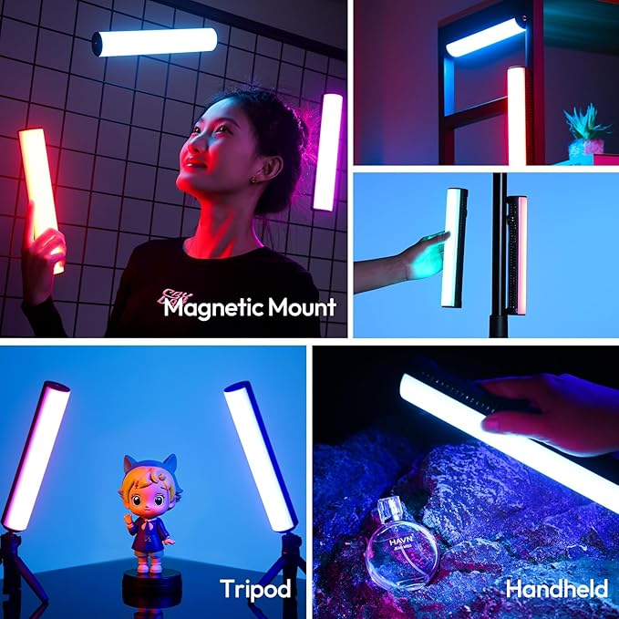 ULANZI B15RGB Magnetic RGB Light Wand - Handheld LED Video Light Stick with Diffuser, 3300mAh 1800-9000K 20 Effect Dimmable Camera Tube Light for Video Recording Studio Photography TikTok YouTube Vlog