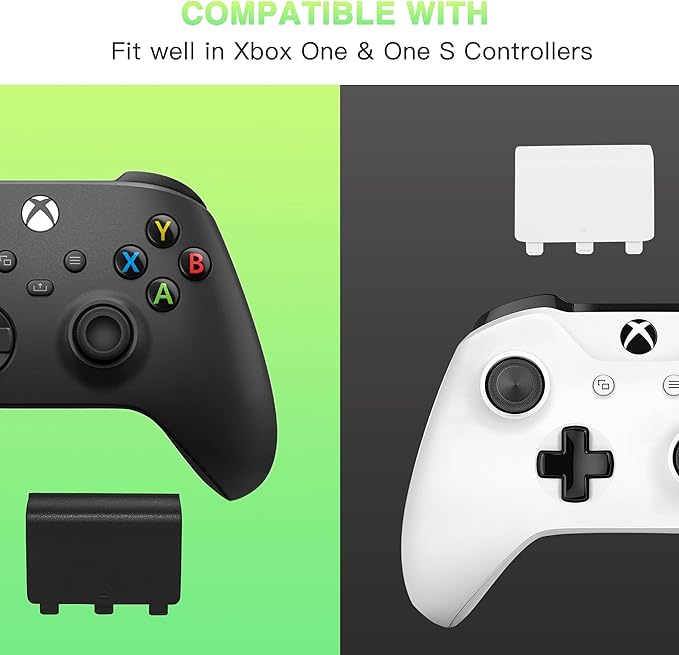 Xahpower Battery Cover for Xbox One, Replacement Battery Doors Shell Repair Part Compatible with Xbox One/Xbox One S Wireless Controller(4 Pack, Black, White)