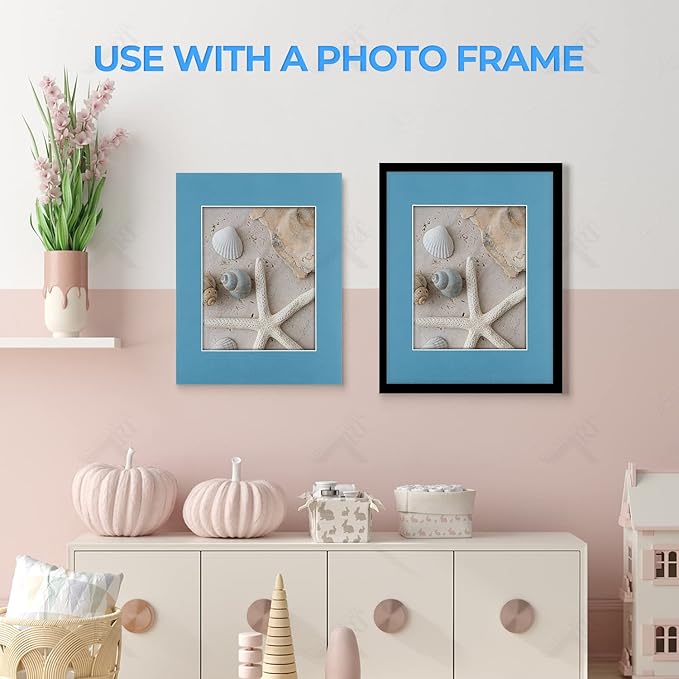 Golden State Art, Acid Free, Pack of 5, 11x14 Mixed Color Picture Mats Mattes with White Core Bevel Cut for 8x10 Photo + Backing + Bags