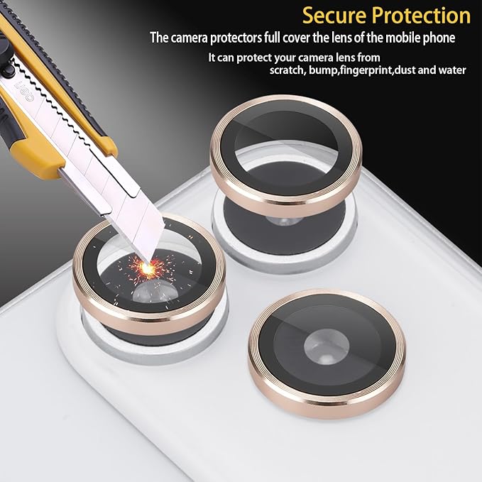Camera Lens Protector for iPhone 17 Pro/17 Pro Max, Aluminum Alloy Tempered Glass Lens Protector with Installation Frame Fits for iPhone 17 Pro/17 Pro Max (Gold)