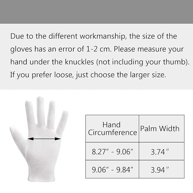 ENPOINT 10 Pairs Archival Photo Gloves, White Work Gloves for Handling Art Working Photography Womens Cloth Gloves Liners Bulk for Handling Jewelry, Film, Photo, Coin Metal Inspection Men & Women