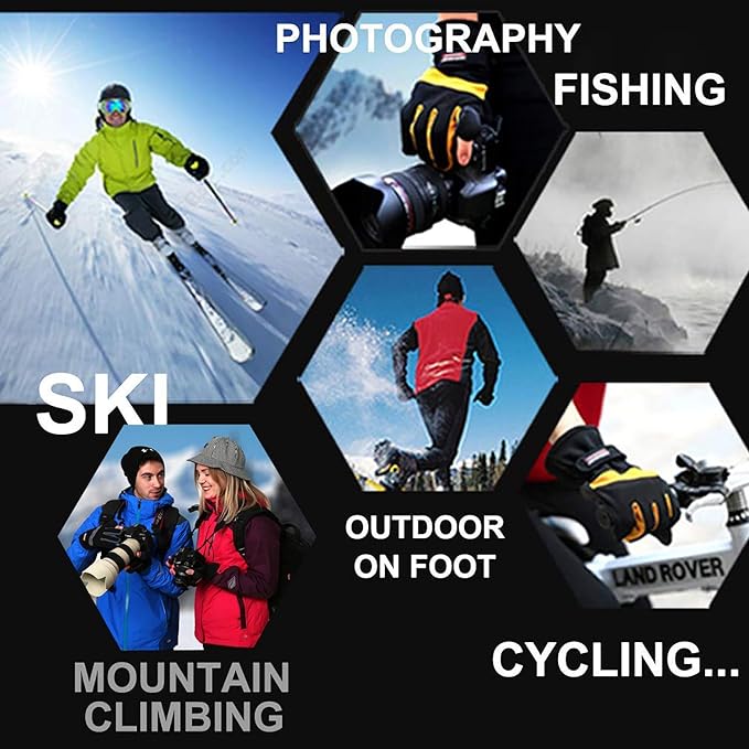 EnergeticSky Waterproof Winter Gloves,3M Thinsulate Ski & Snowboard Gloves for Men and Women,Touchscreen Gloves for Fishing,Photographing,Hunting Outdoor Activities.