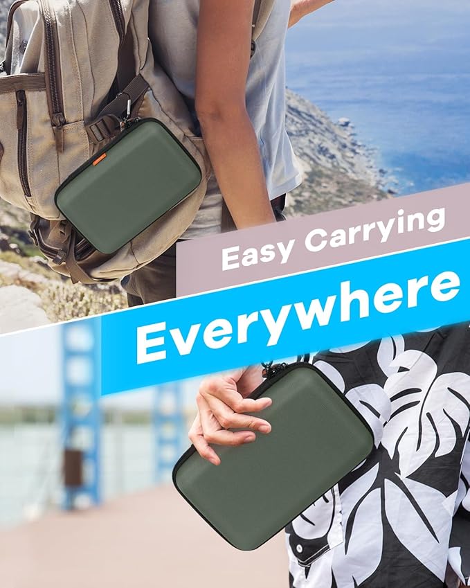 Large Classic Army-Green Case - Hard Shell Electronic Organizer Travel Carrying Case - Shockproof Electronic Accessories Storage Pouch Bag for Game Drive, Hard Disk, Power Bank, Charger