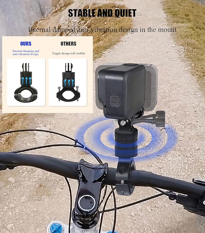 Niewalda Aluminum Bike/Motorcycle Handlebar Mount for GoPro, AKASO Campark and Other Action Cameras, 360 Degrees Rotary Motorcycle Camera Mount Upgrade