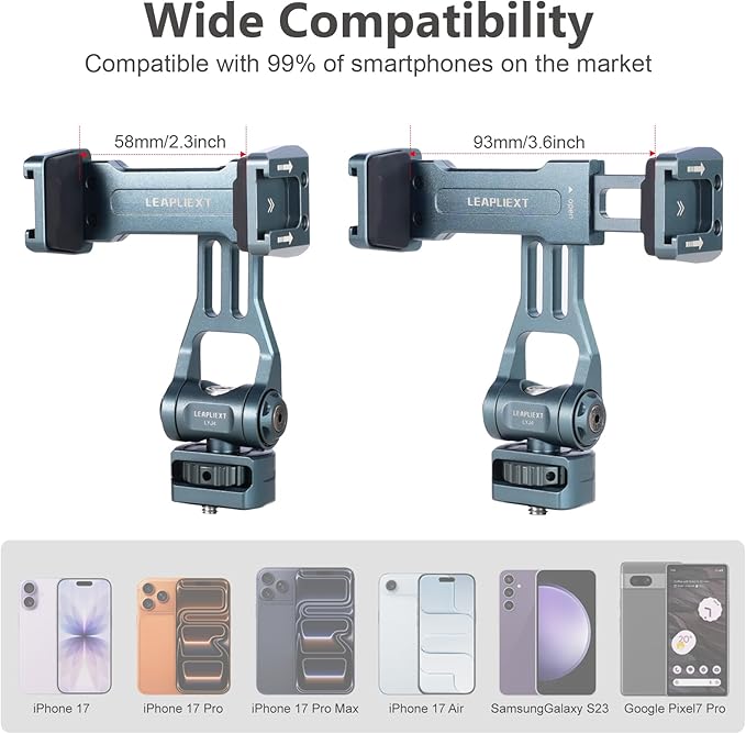 Camera Phone Holder, Metal Material, Horizontal and Vertical Rotation, Parallel 360 °, with Cold Shoe Interface Bottom 1/4 Screw, Suitable for Rabbit Cages, Handheld Selfie Videos