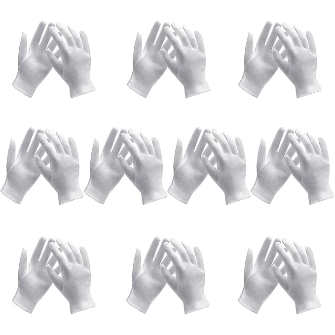 ENPOINT White Gloves Women, 10 Pairs Photo Handling Gloves, Reusable Soft Work Gloves Liners Protective Gloves for Handling Art Film Archival, Coin Jewelry Silver Inspection