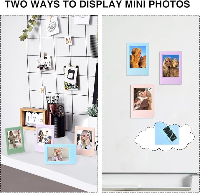 WOGOZAN 2x3 Mini Picture Frame for Fujifilm Instax Mini 12/11/99/90/9/8/SE/EVO Classic Polaroid Frames Wallet Size 2.15x3.4 Inches Photo Picture Frames With Magnetic Stickers (Colourful) (5 Pack)