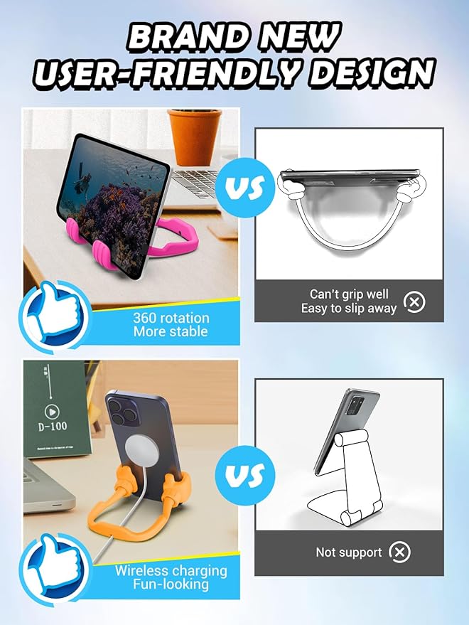 Easter Basket Stuffers for Teens Girls Boys Kids Adults Gifts Cell Phone Stand: UPGRADE Adjustable Thumbs Up Lazy Phone Holder for Desk Fun Gadgets Birthday Gift Ideas for Teenager Women Trendy Stuff