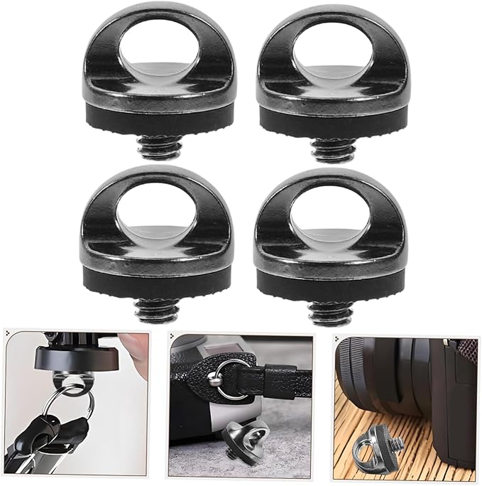 DOITOOL 4pcs Camera D-Ring Screw Accessory for Tripod Quick Release Plate Deep Grey Photography Mounting Hardware for DSLR and Mirrorless Cameras