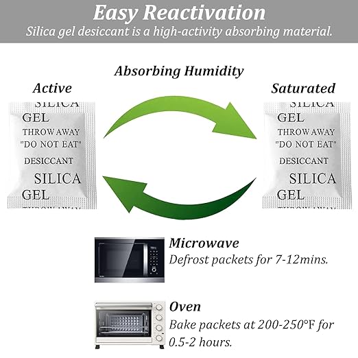 Silica Gel Packets, 50PCS 5 Gram Premium Transparent Desiccant Packs for Storage, Moisture Absorbers for Control Absorbing, Desiccant Dehumidifiers Bags for Electronics, Clothes Shoes, Jewelry, Spices