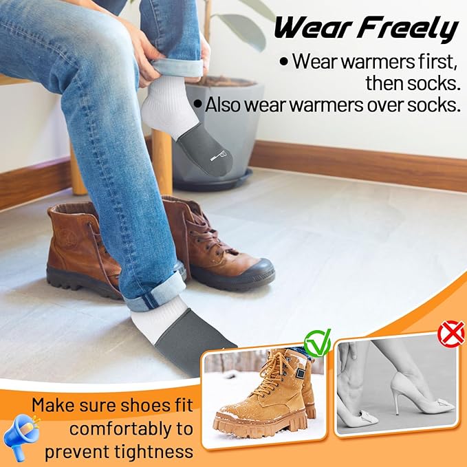 PAMASE 3mm Thickened Toe Neoprene Warmers - 4 Pairs Foot Warmers for Men Women Winter Keep Feet Warm Hunting Cycling Skiing
