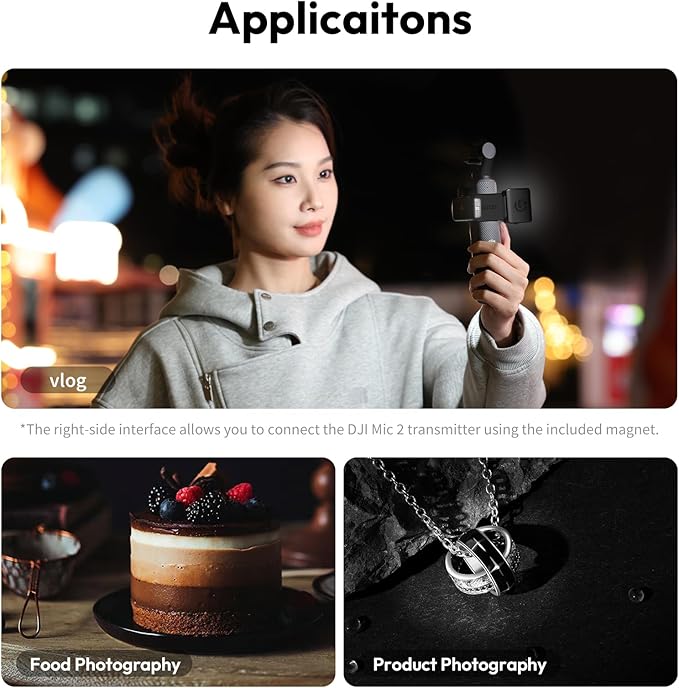 ULANZI LM001 Magnetic Mini Light for DJI Osmo Pocket 3/Xtra Muse, 2W USB C Rechargeable Auxiliary LED Fill Light, 500mAh, 5800K, CRI ≥95, IPX4 Water Resistance, Brightness 3 Levels Adjustable