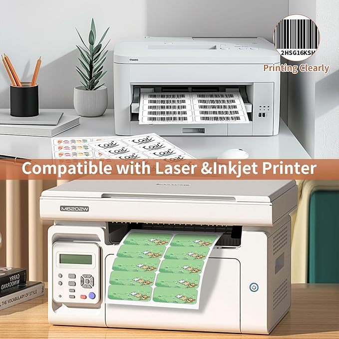 2"x 4" (100 Sheets) Address Labels, Labels Sticker Paper for Laser/Ink Jet Printer, Printable and Writable White Sticker Labels- Matte, 10 per Page Labels (Total 1000 Labels)