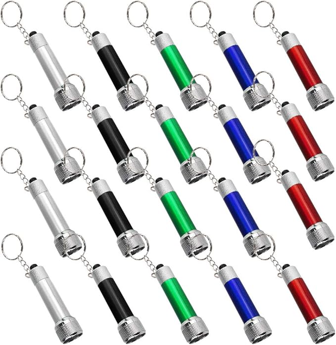 Bantoye 20 Packs Mini LED Flashlights, 2.7 Inch Pocket Flashlight Keychain 5 Bulbs LED for Kids, Camping, Party, 5 Colors