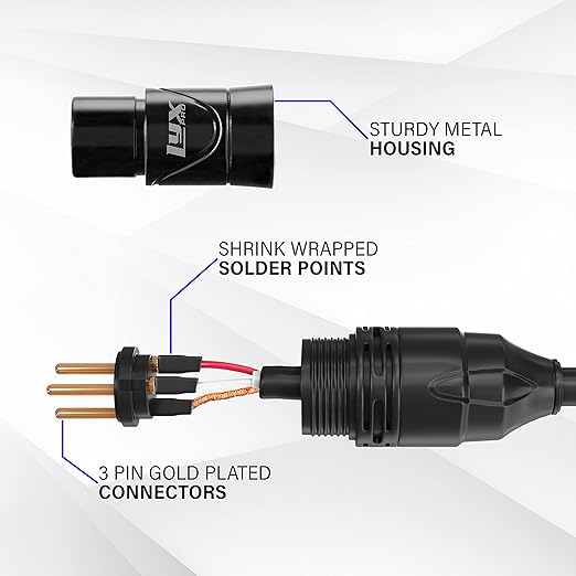 LyxPro 6 Feet XLR Microphone Cable Balanced Male to Female 3 Pin Mic Cord for Powered Speakers Audio Interface Professional Pro Audio Performance and Recording Devices - White