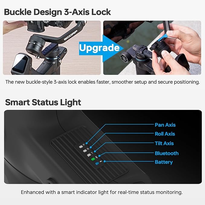 FeiyuTech SCORP Mini 3 [Kit] Gimbal Stabilizer for Mirrorless Cameras&Smartphone, 4.41lbs Payload, Built-in AI Tracking, Quick Vertical Shooting, for Sony/Canon/Nikon/Fujifilm/DJI Action/Gopro/iPhone