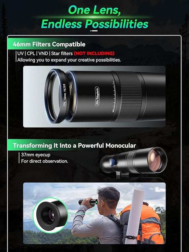 APEXEL 30x Telephoto Lens - Enhanced Version for iPhone 16 15 14 13 pro max, Samsung, Pixel | Professional Upgraded External Camera Photography Attachment with Tripod