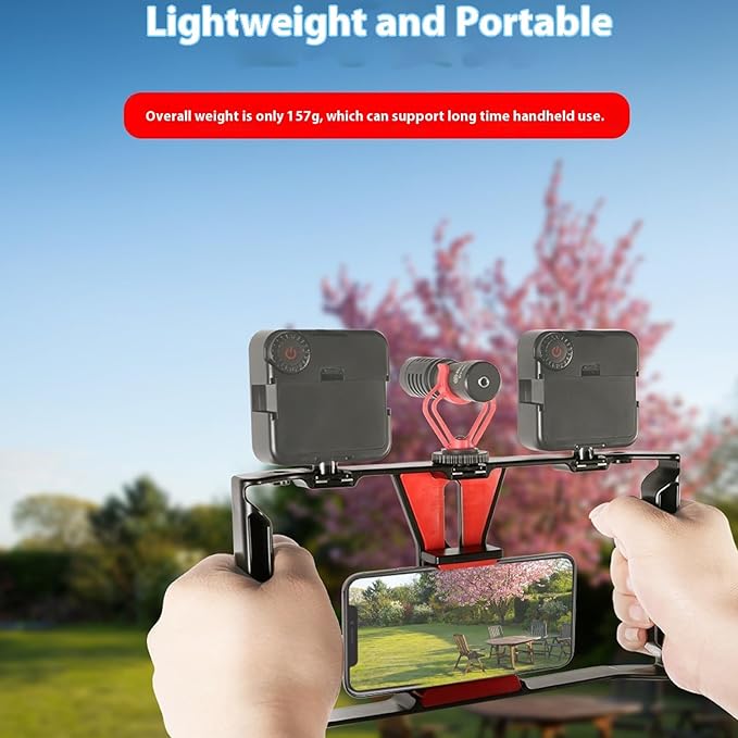 Film Making Rigs Cage with Hot Shoe Handheld Stabilizer Handle Tripod Mount Holder for Video Grapher Filmmaking Case Phone Cage Stabilizer with Ergonomic Design