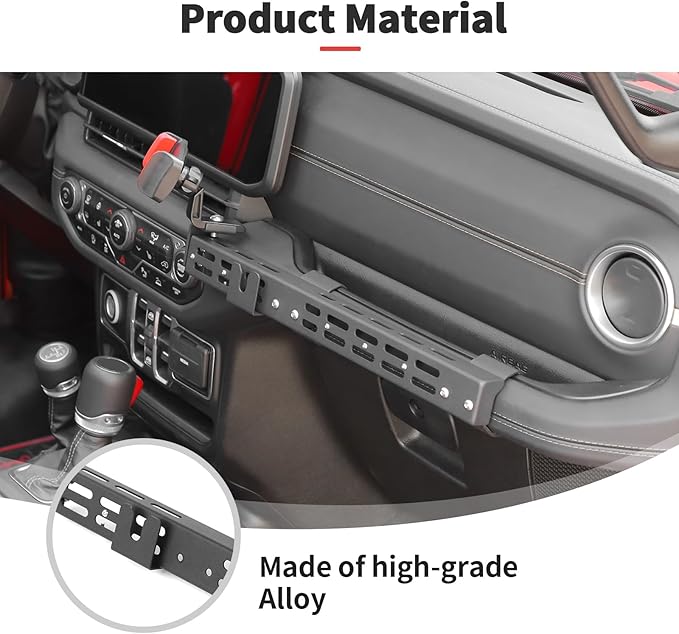 JWWY for Jeep JL Center Console Passenger Grab Handle Phone Mount Adjustable Phone Holder Expansion Multi-Function Bracket for 2024 Jeep Wrangler JL JLU & Gladiator JT 4xe Interior Accessories