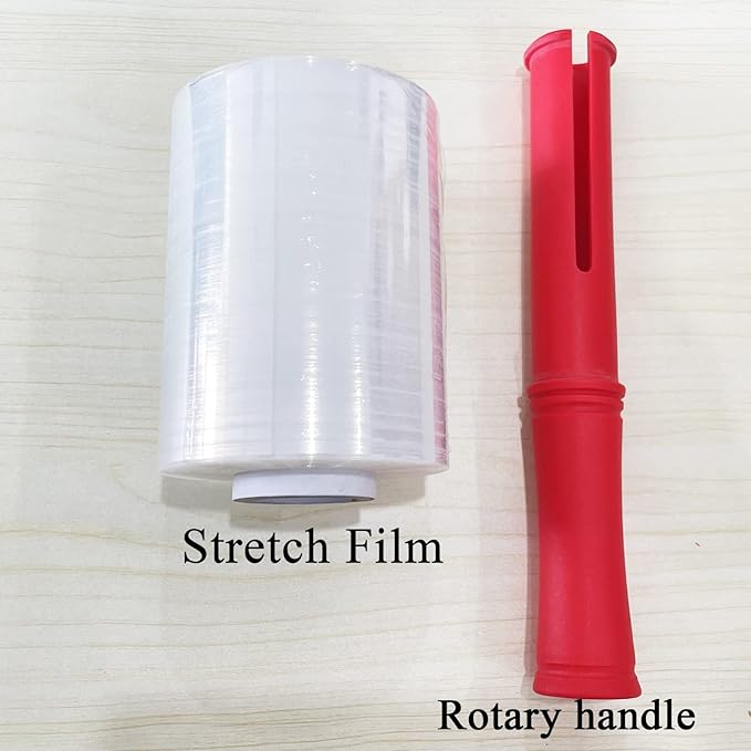 QILIMA Mini Clear Industrial Stretch Wrap Film, 80 Gauge Thick Cling Plastic Wrap for Moving, Pallet Wrap - Self Adhering Packaging Heavy Duty Shrink Film, 5" x 1000ft 4 Pack with Handle