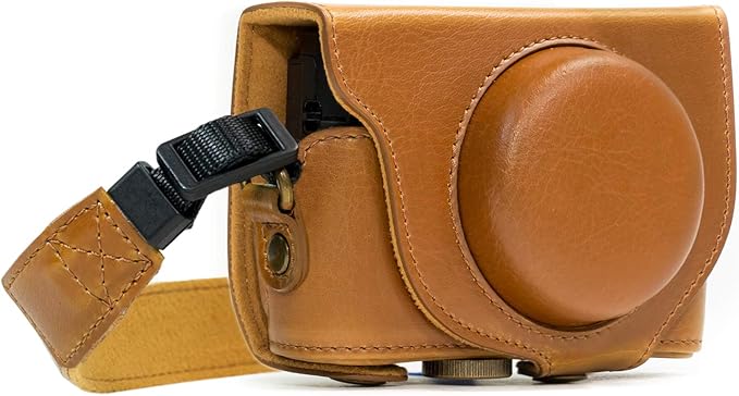 MegaGear Ever Ready Protective Leather Camera Case, Bag for Sony Cyber-Shot DSC-WX500 Digital Camera (Light Brown) (MG601)