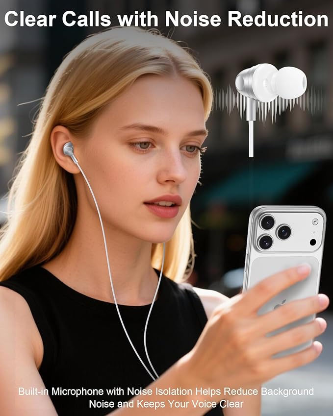 USB C Wired Ear Buds Earbuds for iPhone 17 16 15 Pro Max Air 16e Plus,in-Ear Earphones,USBC Headphones Wired Type C Earbuds Earphones for Samsung Galaxy S25 S24 A16 A17, Google Pixel, OnePlus, iPad