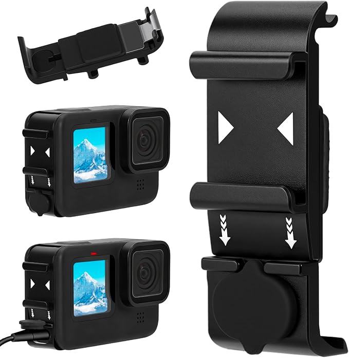 FIFIELD Battery Door Cover Compatible with GoPro Hero 13/12/11/10/9 Black, Protective Case with Type-C Charging Mount Compatible with Go Pro Hero 13 Hero 12 Hero 11 Hero 10 Hero 9, w/Cold Shoe