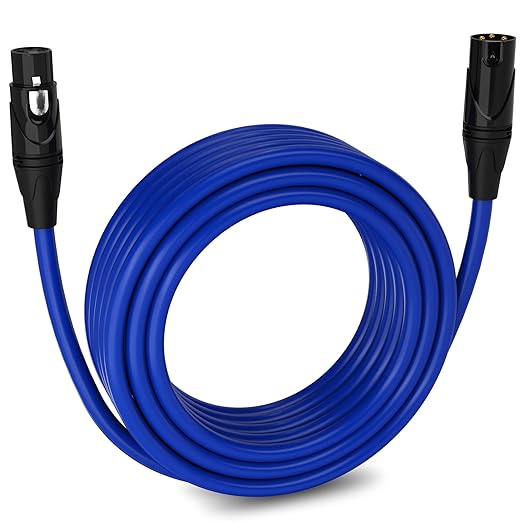 LyxPro 50 Feet XLR Microphone Cable Balanced Male to Female 3 Pin Mic Cord for Powered Speakers Audio Interface Professional Pro Audio Performance and Recording Devices - Blue