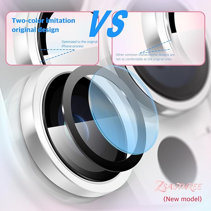Military Grade 9H+ Glass Lens Protector for iPhone 15 Pro Max/15 Pro,1:1 Invisible Fit,Ultra Clarity with 99.9% Light Transmission,Impact & Scratch Resistance,Smudge-Free (TitaniumSilver)