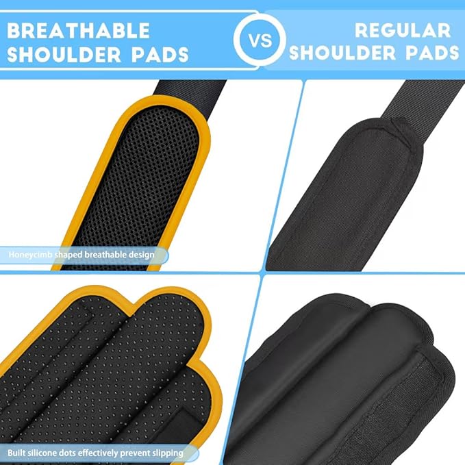 ZINZ 2-Pack Universal Shoulder Pad with Ultra Thick Cushion for Bag Luggage Bag Crossbody, Plus Long & Anti-Slip & Breathable,Black-Yellow Edge