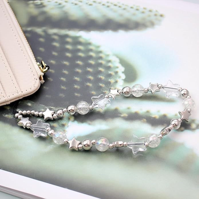 Beaded Camera Wrist Strap, Cute Phone Charms Strap, Pearl Bracelet Wrist Strap, Phone Keychain Decoration for Wallet