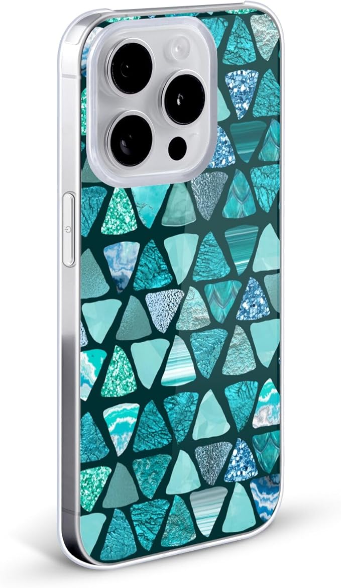 Head Case Designs Officially Licensed LebensArt Teal Triangle Patterns 2 Hard Back Case Compatible with Apple iPhone 15 Pro Max