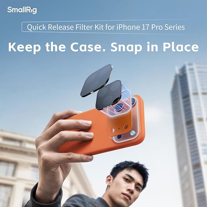 SmallRig Square ND & Black Mist Filter Kit for iPhone 17 Pro, Magnetic Lens Filters with Base Mount, Black Mist Diffusion 1/4 Filter/ND2/ND4/ ND8/ND16/ND32, 6 Pack, Orange- 6072